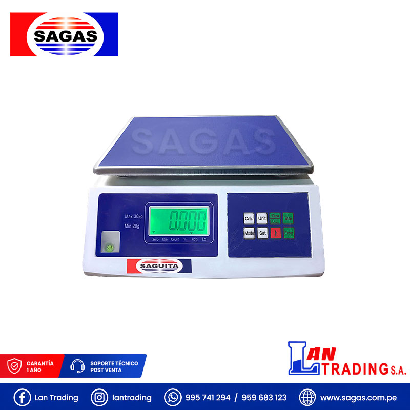 BALANZA GRAMERA 30kg x 1gr MARCA: SAGUITA MODELO: ACS-30Z
